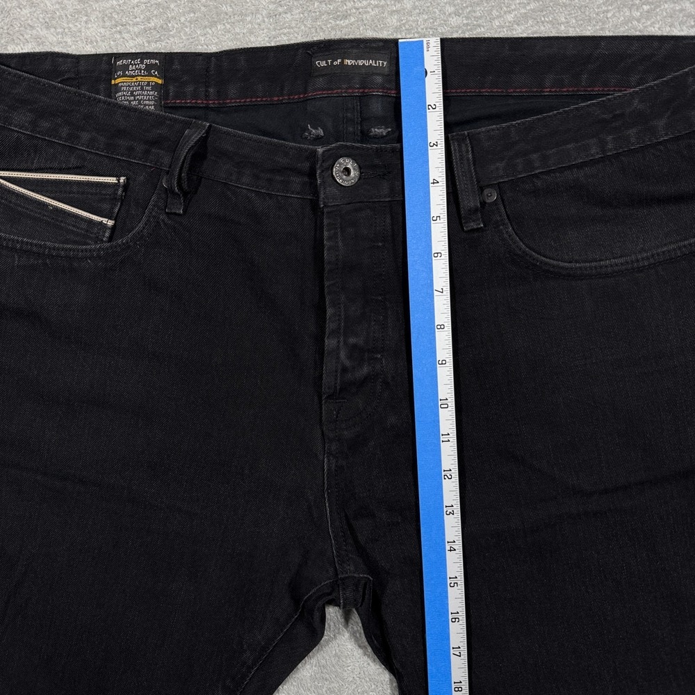 Cult Of Individuality Jeans Mens 40x33 Black Rebel Straight Selvedge Denim - Picture 13 of 16
